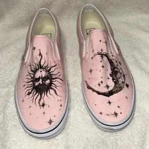 Vans | Shoes | Hand Painted Custom Pink Vans Size 5 Mens 